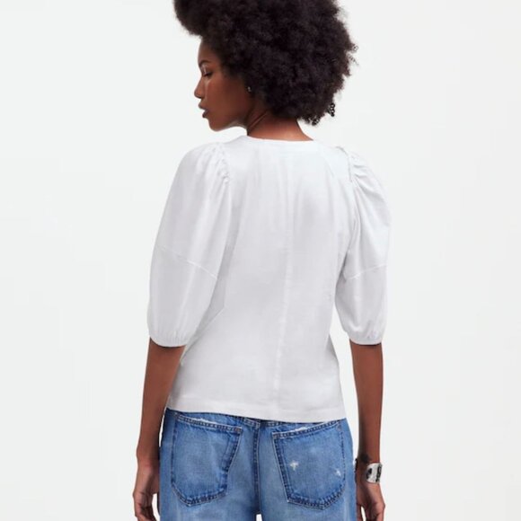 NWT Madewell White Puff-Sleeve Tee - Size: Extra Small - Picture 9 of 10